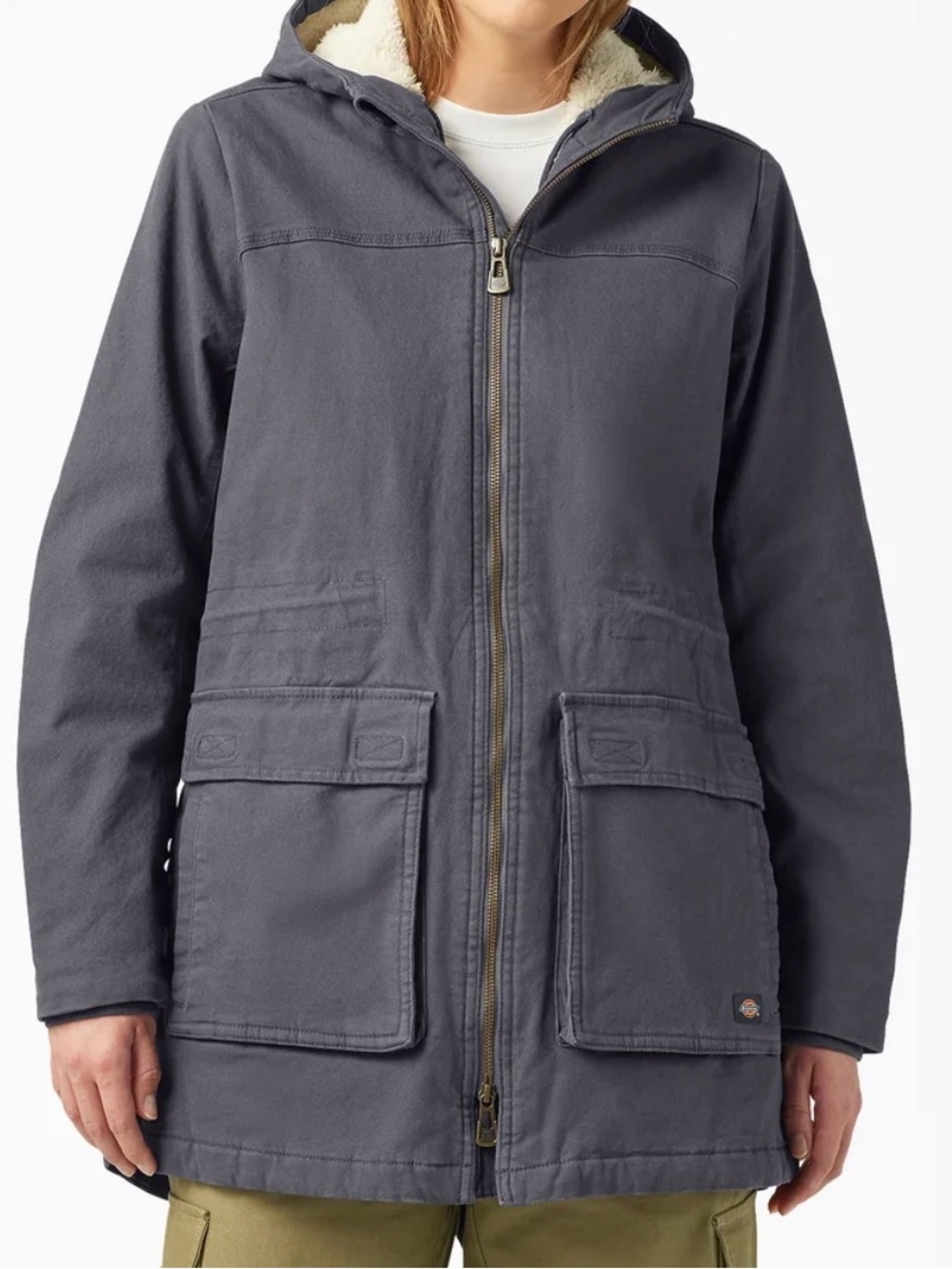 Dickies Women's Duck Canvas Parka Hooded Utility Coat Diesel Grey